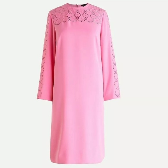 NWT J. Crew Laser Cut Eyelet Shift Dress 365 Crepe - Picture 5 of 9